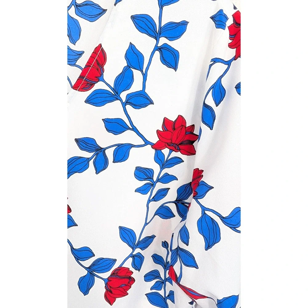 Liz Claiborne‎ Career White Red Blue Floral Print Bell Sleeve Blouse Top XXL - Picture 8 of 8